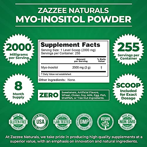 Foto 3 pulgar | Suplemento Zazzee En Polvo De Mioinositol 510 G, 255 Porciones - Venta Internacional.