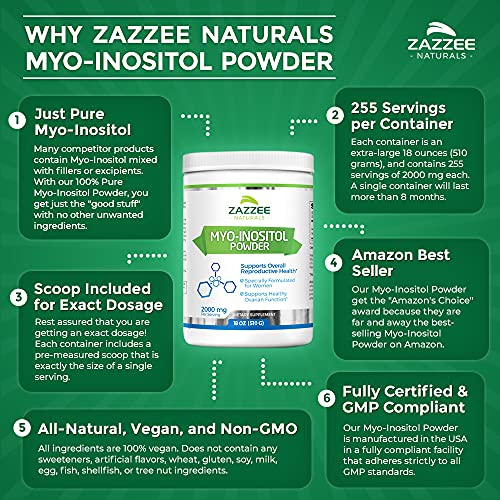 Foto 7 pulgar | Suplemento Zazzee En Polvo De Mioinositol 510 G, 255 Porciones - Venta Internacional.