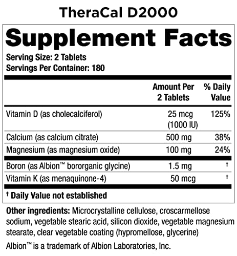 Foto 3 pulgar | Suplemento Para La Salud Ósea Theracal D2000 Con Calcio 360 Tabletas - Venta Internacional.