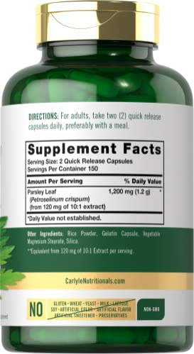 Foto 3 pulgar | Suplemento Carlyle Parsley Leaf, Cápsulas De 1200 Mg, 300 Unidades - Venta Internacional.