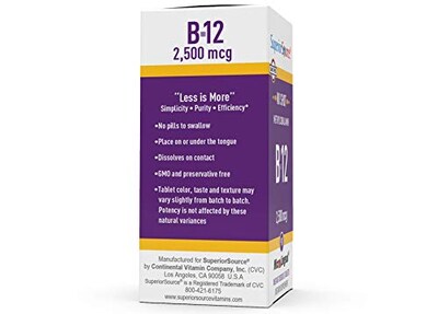 Foto 2 | Suplemento De Fuente Superior De Vitamina B12, Metilcobalamina, 2500 Mg - Venta Internacional.