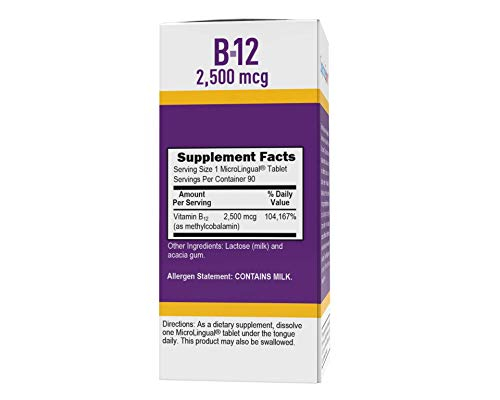 Foto 5 pulgar | Suplemento De Fuente Superior De Vitamina B12, Metilcobalamina, 2500 Mg - Venta Internacional.