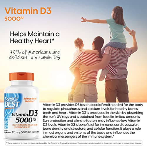 Foto 5 pulgar | Suplemento Doctor's Best de Vitamina D3 5000 UI 180 Comprimidos - Venta Internacional
