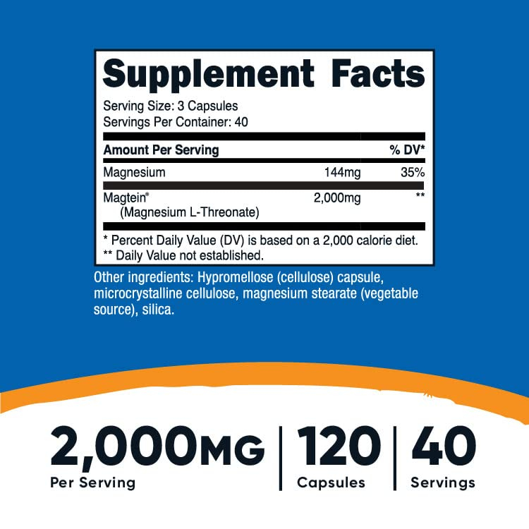 Foto 3 pulgar | Suplemento Nutricost L-treonato De Magnesio Magtein 2000 Mg - Venta Internacional.