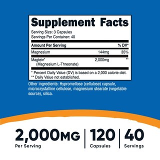 Foto 2 | Suplemento Nutricost L-treonato De Magnesio Magtein 2000 Mg - Venta Internacional.
