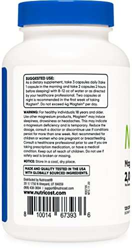Foto 4 pulgar | Suplemento Nutricost L-treonato De Magnesio Magtein 2000 Mg - Venta Internacional.