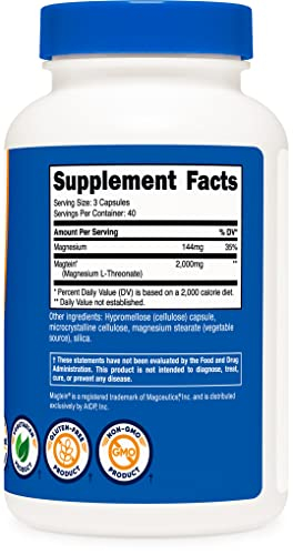 Foto 5 pulgar | Suplemento Nutricost L-treonato De Magnesio Magtein 2000 Mg - Venta Internacional.