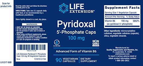 Foto 3 pulgar | Suplemento Life Extension De Piridoxal 5-fosfato, 100 Mg, 90 Cápsulas - Venta Internacional.