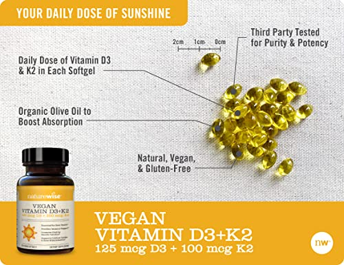 Foto 4 pulgar | Suplemento De Vitamina D3 Vegana De Naturewise 5000 Ui + K2 100 Mcg - Venta Internacional.
