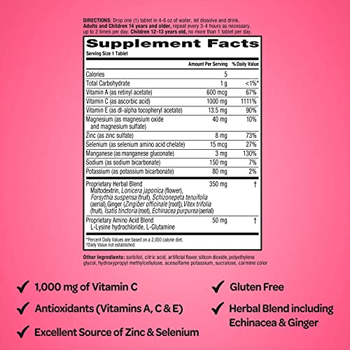 Foto 4 pulgar | Tabletas Efervescentes Airborne De 1000 Mg De Vitamina C Con Zinc, 30 Unidades - Venta Internacional.