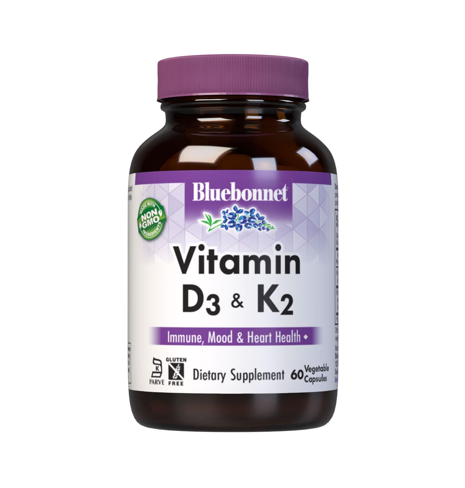 Suplemento Bluebonnet Nutrition De Vitamina D3 Y K2 60 Cápsulas - Venta Internacional.