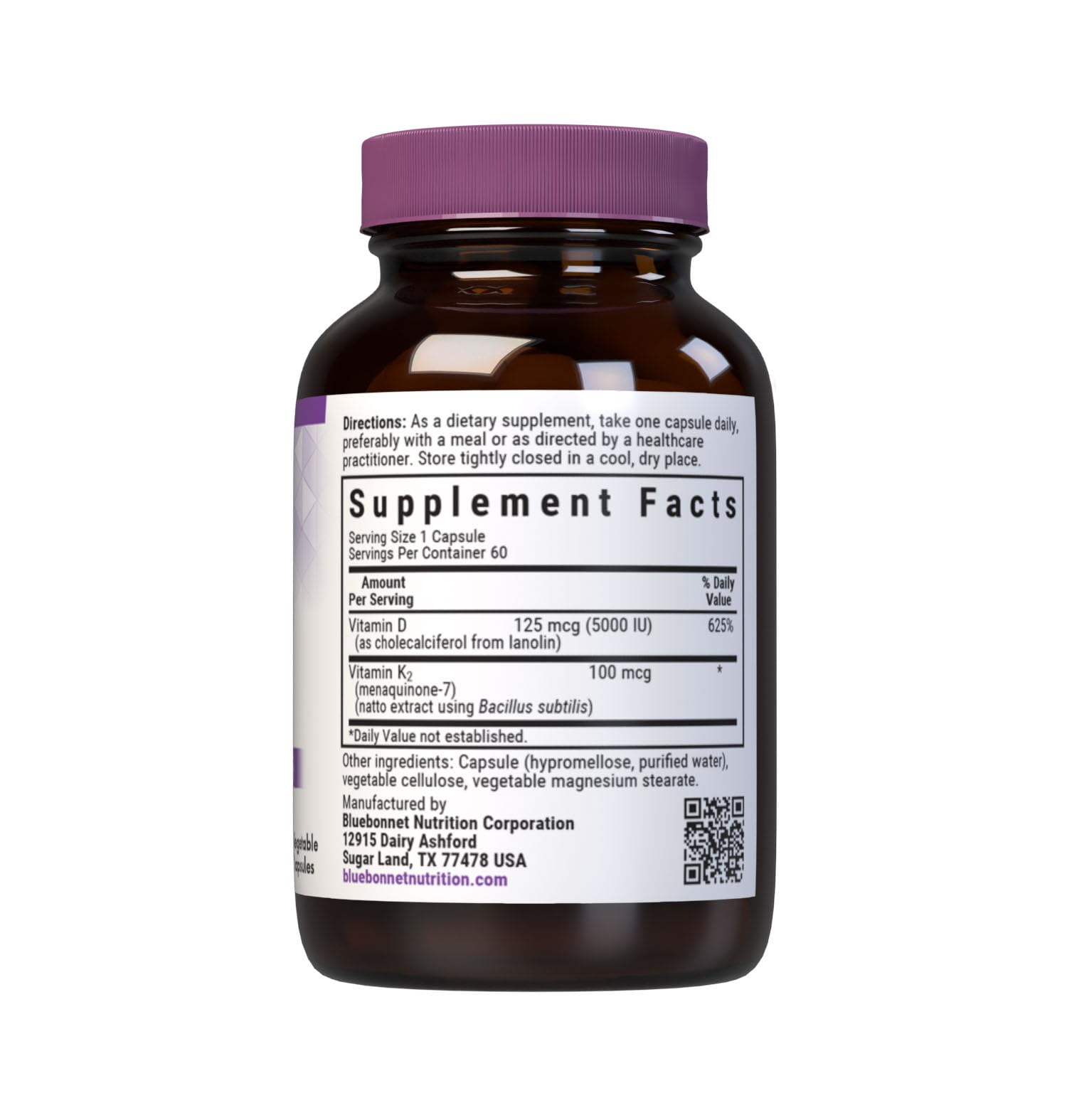 Foto 2 | Suplemento Bluebonnet Nutrition De Vitamina D3 Y K2 60 Cápsulas - Venta Internacional.