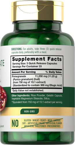 Foto 3 pulgar | Suplemento De Extracto De Granada De Carlyle, 11250 Mg, 100 Cápsulas - Venta Internacional.