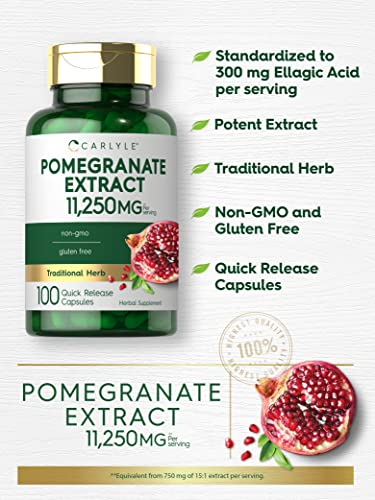 Foto 4 pulgar | Suplemento De Extracto De Granada De Carlyle, 11250 Mg, 100 Cápsulas - Venta Internacional.
