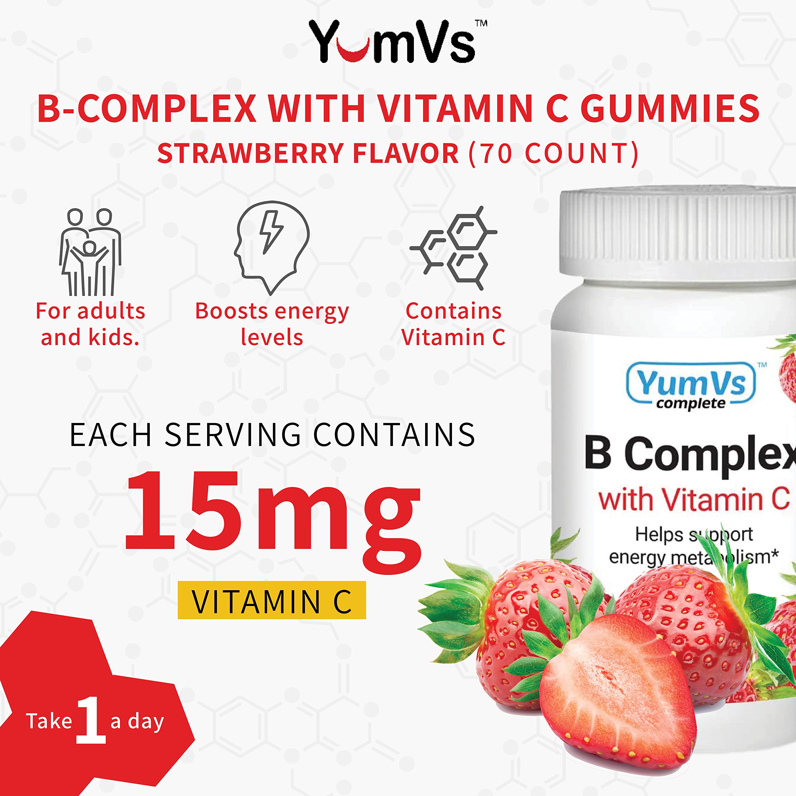 Foto 3 pulgar | Complejo B Yum-v con Gomitas de Vitamina C 70 Unidades - Venta Internacional