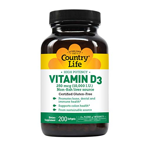 Foto 1 | Suplemento Country Life De Vitamina D3, 10000 Ui, 200 Cápsulas Blandas - Venta Internacional.