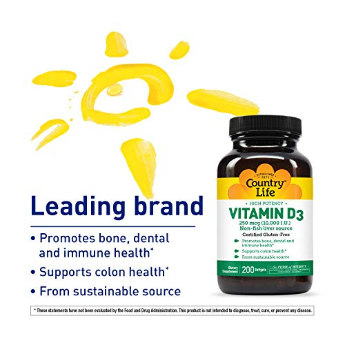 Foto 4 | Suplemento Country Life De Vitamina D3, 10000 Ui, 200 Cápsulas Blandas - Venta Internacional.