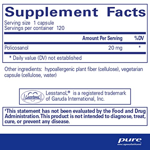 Foto 3 pulgar | Suplemento Pure Encapsulations Policosanol 20 Mg 120 Cápsulas - Venta Internacional.