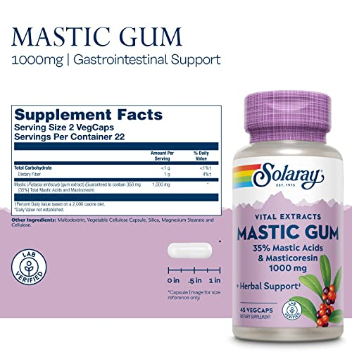 Foto 3 pulgar | Suplemento: Extracto De Goma De Mastica Solaray, 500 Mg, 45 Cápsulas Vegetales - Venta Internacional.
