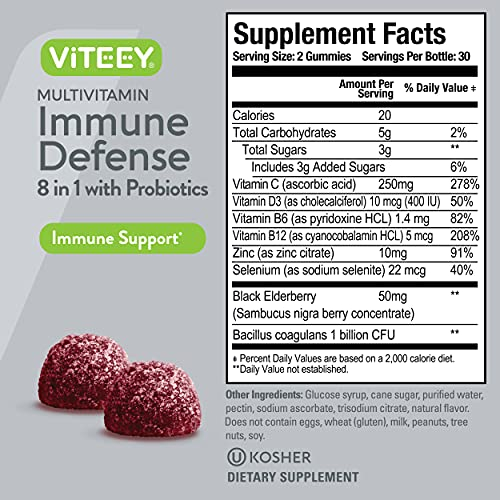 Foto 4 | Gomitas Viteey 8 en 1 para Reforzar el Apoyo Inmunitario Suplemento 60 Unidades - Venta Internacional