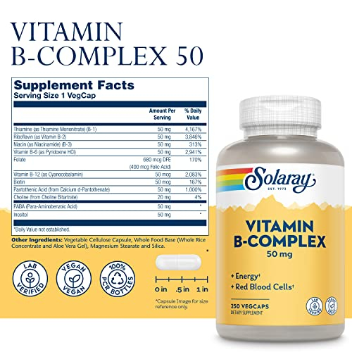 Foto 4 pulgar | Suplemento Solaray Vitamina B Complex 50 250 Cápsulas Vegetales - Venta Internacional.