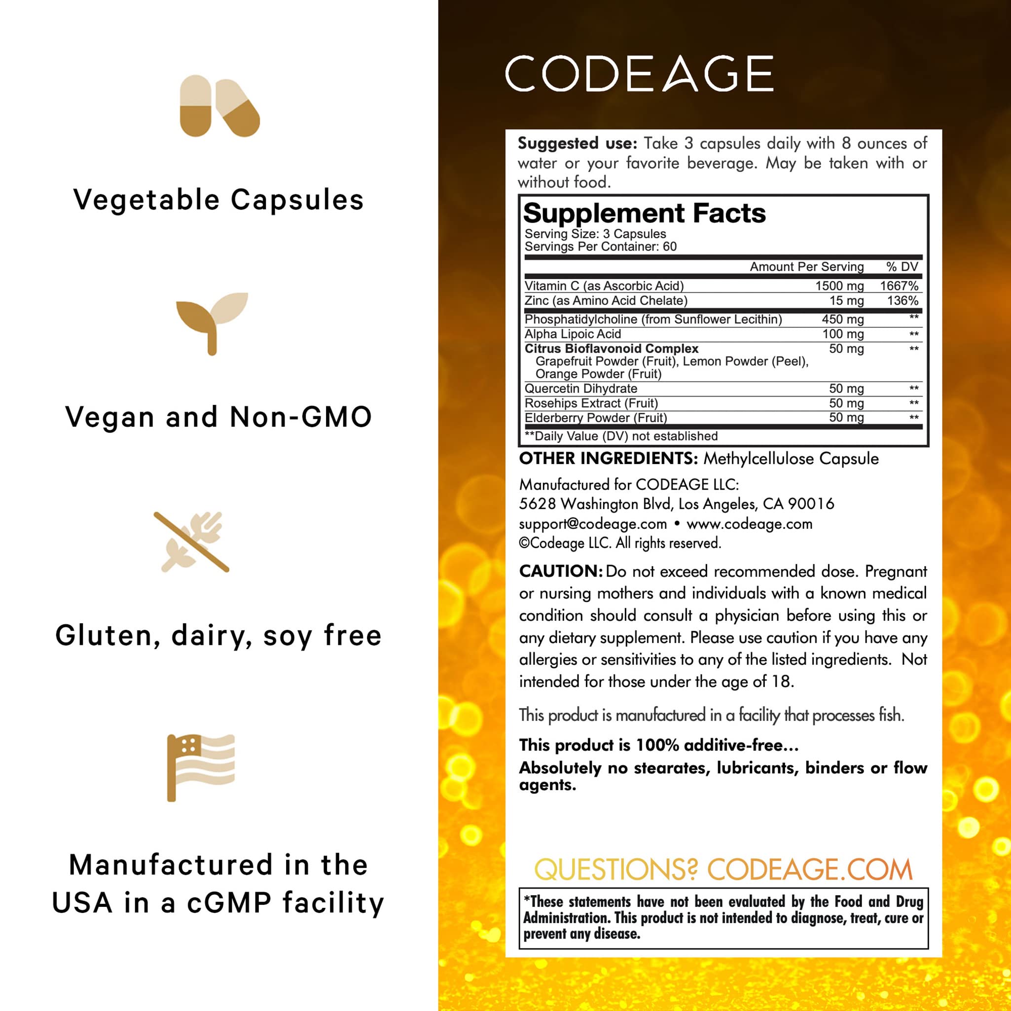 Foto 3 pulgar | Suplemento De Vitamina C Liposomal Codeage De 1500 Mg Con Zinc Durante 2 Meses - Venta Internacional.