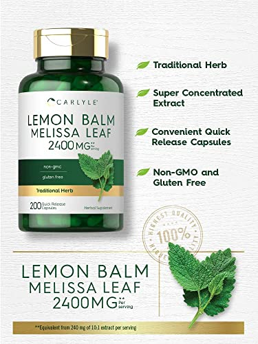 Foto 4 pulgar | Suplemento Carlyle Melissa Lemon Balm 200 Cápsulas - Venta Internacional.