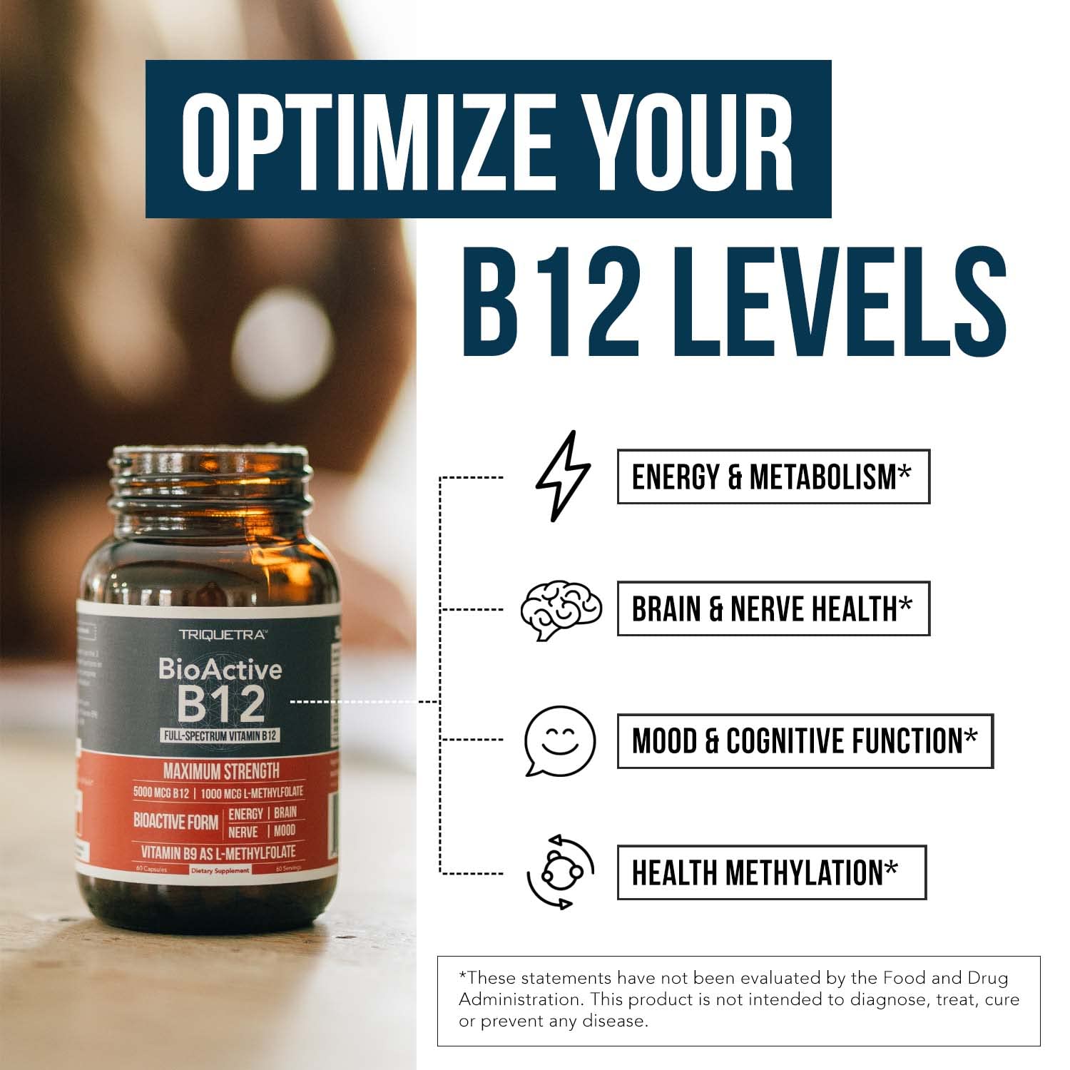 Foto 6 pulgar | Suplemento Triquetra Health Bioactive Vitamina B12 5000 Mcg - Venta Internacional.