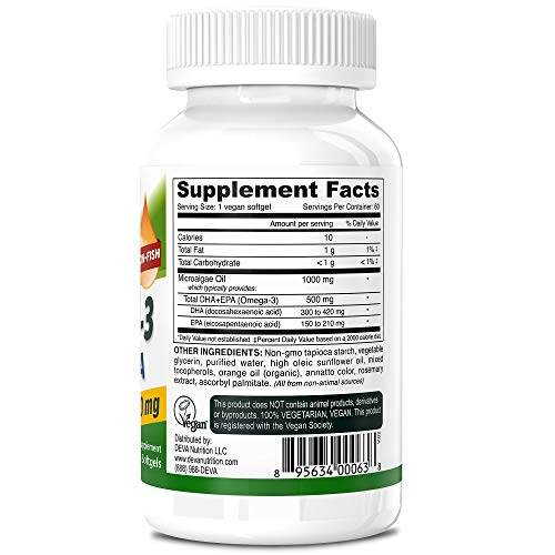 Foto 3 pulgar | Suplemento Deva Vegan Omega-3 Dha Epa 500 Mg 60 Cápsulas Blandas - Venta Internacional.