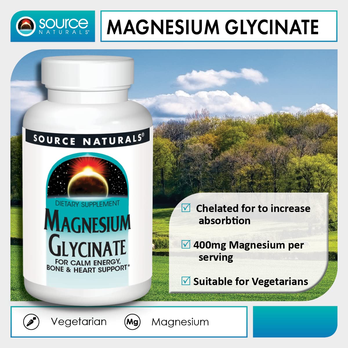 Foto 3 pulgar | Supplement Source Naturals Glicinato De Magnesio 120 Comprimidos - Venta Internacional.
