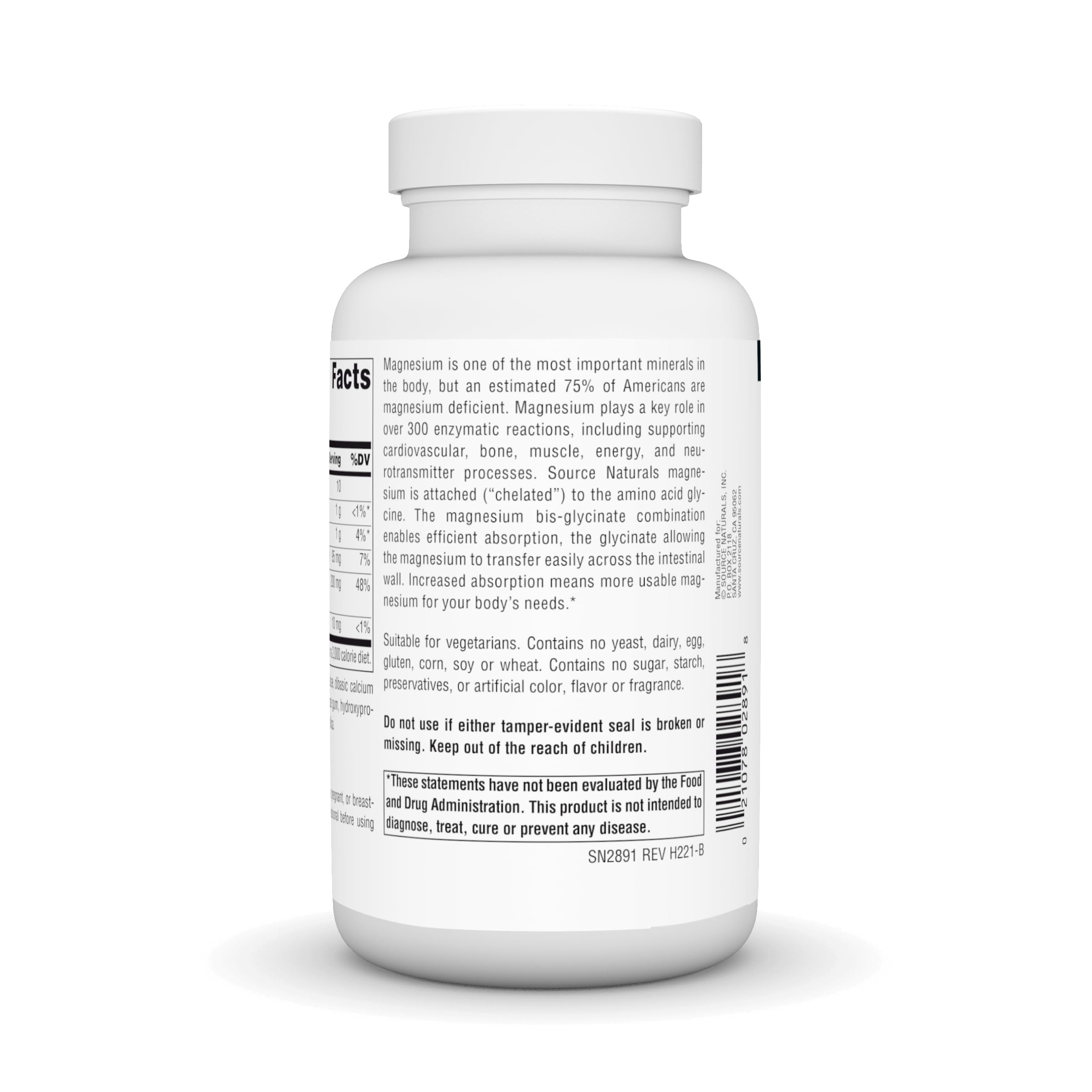 Foto 7 pulgar | Supplement Source Naturals Glicinato De Magnesio 120 Comprimidos - Venta Internacional.