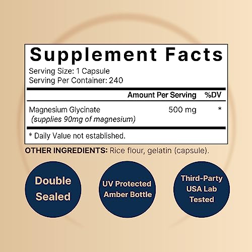 Foto 3 pulgar | Suplemento De Glicinato De Magnesio Naturebell 500 Mg 240 Cápsulas - Venta Internacional.