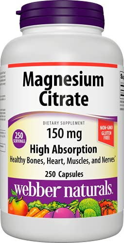 Foto 2 pulgar | Suplemento De Citrato De Magnesio Webber Naturals 150 Mg 250 Cápsulas - Venta Internacional.
