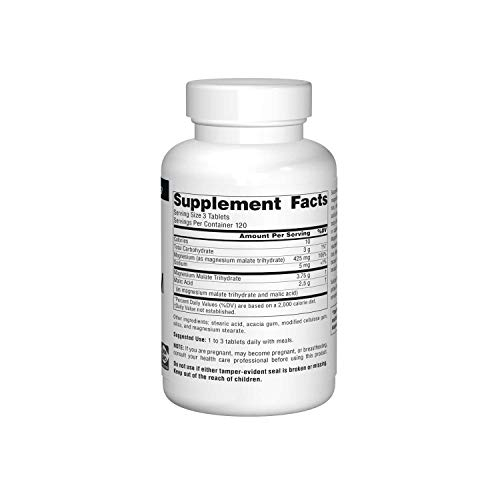 Foto 4 pulgar | Supplement Source Naturals, Malato De Magnesio, 1250 Mg, 360 Tabletas - Venta Internacional.