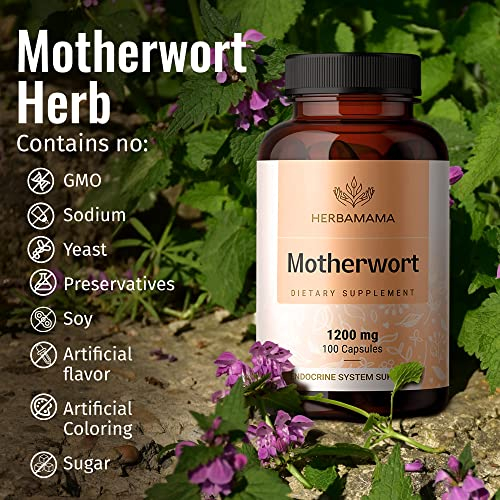 Foto 6 pulgar | Suplemento Herbamama Motherwort En Cápsulas 1200 Mg 100 Cápsulas - Venta Internacional.