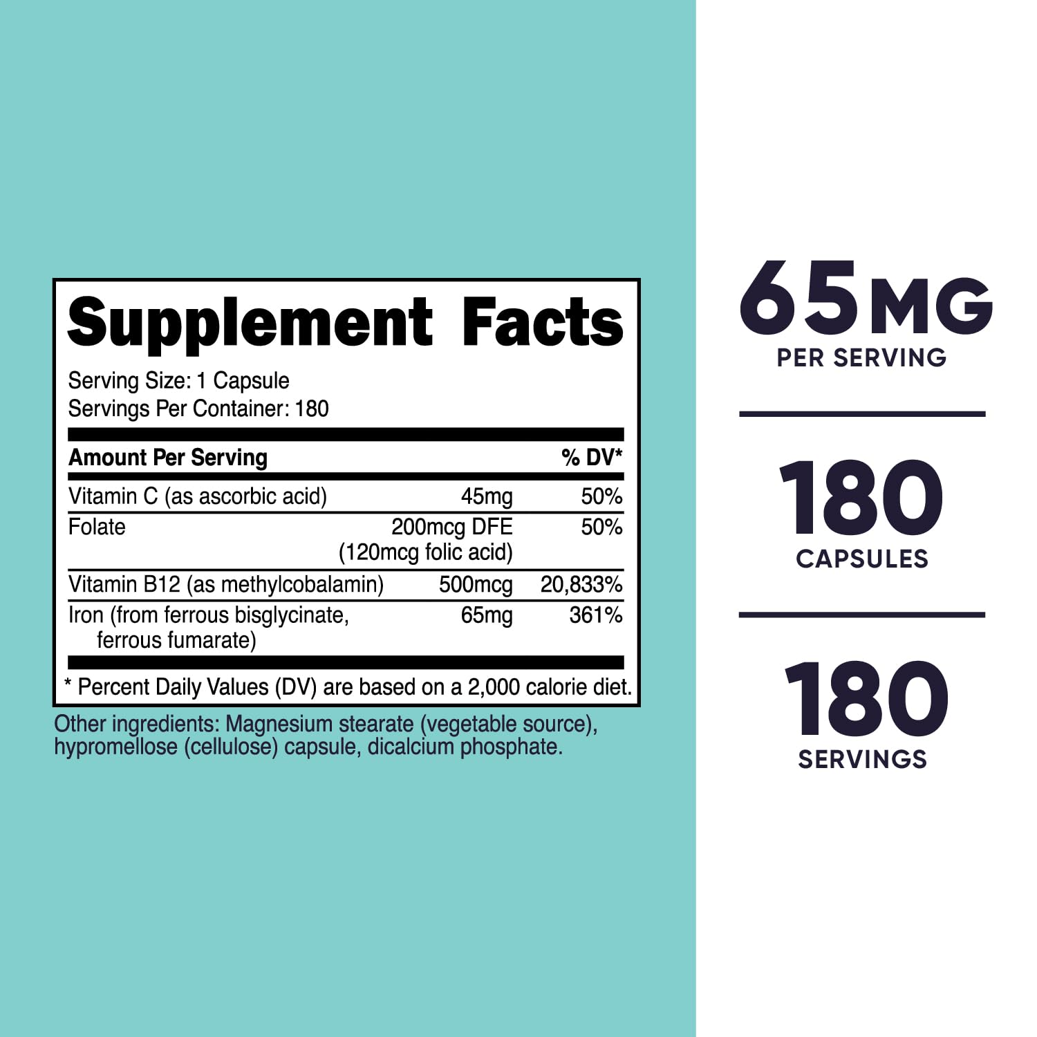 Foto 3 pulgar | Suplemento De Hierro Nutricost Para Mujeres 65 Mg Con Vitamina C 180 Ca - Venta Internacional.