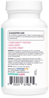 Foto 4 | Suplemento De Hierro Nutricost Para Mujeres 65 Mg Con Vitamina C 180 Ca - Venta Internacional.