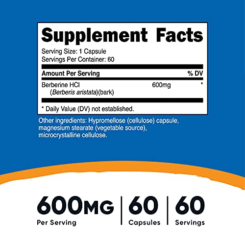 Foto 3 pulgar | Suplemento Nutricost Berberine Hcl 600 Mg 60 Cápsulas - Venta Internacional.