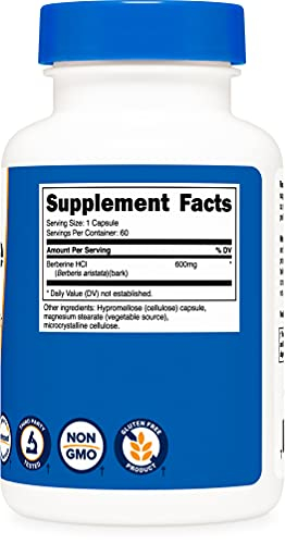 Foto 5 pulgar | Suplemento Nutricost Berberine Hcl 600 Mg 60 Cápsulas - Venta Internacional.