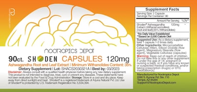 Foto 2 | Suplemento De Extracto De Ashwagandha Nootropics Depot Shoden 120 Mg - Venta Internacional.