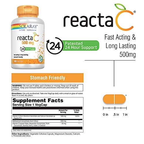 Foto 5 pulgar | Suplemento Solaray Reacta-c Con 500 Mg De Vitamina C 180 Cápsulas - Venta Internacional.