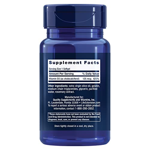 Foto 3 pulgar | Suplementos Life Extension De Vitamina D3 125 Mcg (5000 Ui) - Venta Internacional.