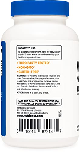 Foto 4 pulgar | Suplemento Nutricost De Vitamina B12 (metilcobalamina) 1000 Mcg - Venta Internacional.