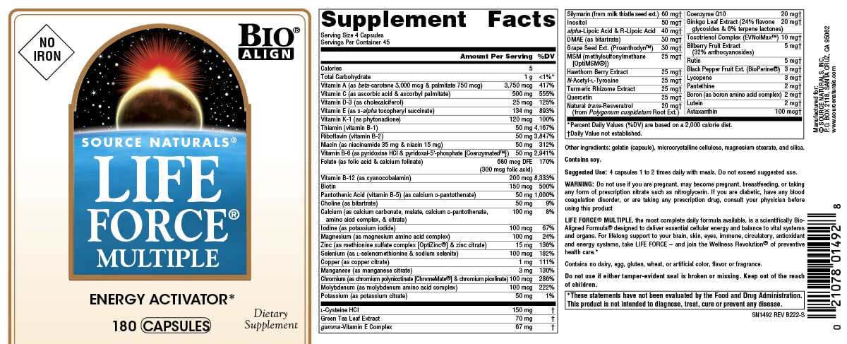 Foto 5 pulgar | Multivitamínico Source Naturals Life Force Multiple Sin Hierro - Venta Internacional.