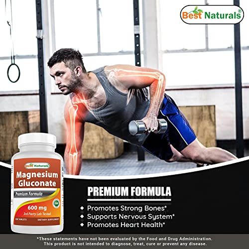 Foto 5 pulgar | Supplement Best Naturals Gluconato De Magnesio 35 Mg 180 Comprimidos - Venta Internacional.