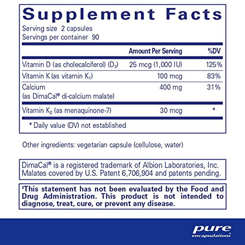 Foto 3 pulgar | Suplemento Pure Encapsulations Calcium K/d 180 Cápsulas - Venta Internacional.