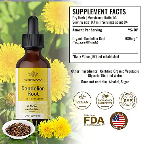 Foto 5 | Suplemento Herbamama: Tintura De Raíz De Diente De León, 60 Ml, Orgánica - Venta Internacional.