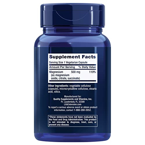 Foto 3 pulgar | Supplement Life Extension, Cápsulas De Magnesio, 500 Mg, 100 Cápsulas - Venta Internacional.
