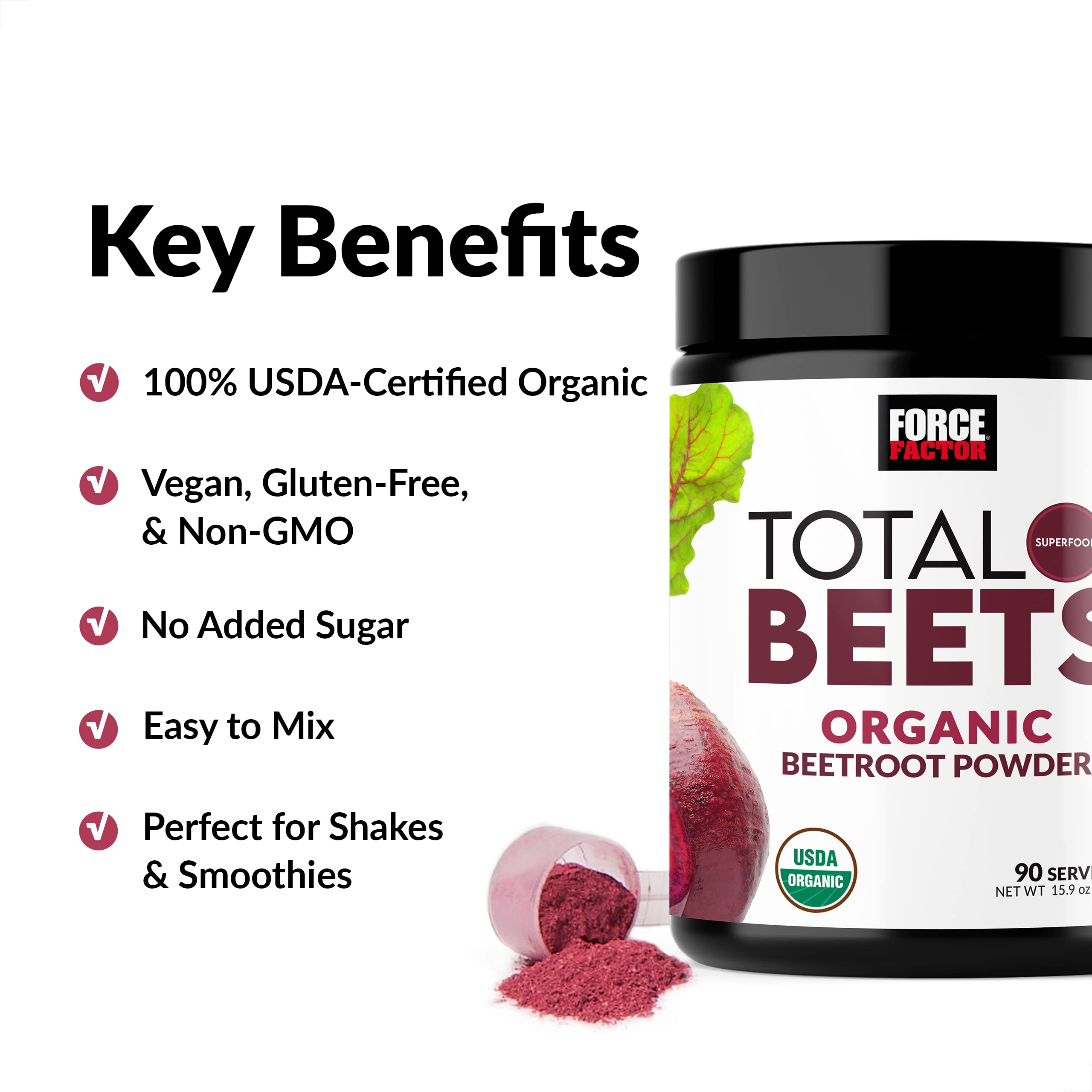 Foto 4 pulgar | Remolacha En Polvo Force Factor Total Beets Organic 90 Porciones - Venta Internacional.
