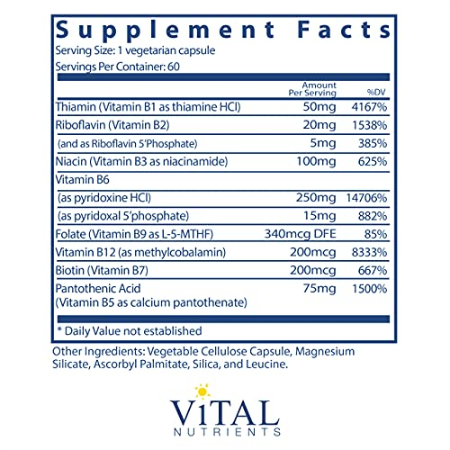 Foto 3 pulgar | Suplemento Vital Nutrients B6 + Super B-complex 60 Cápsulas - Venta Internacional.